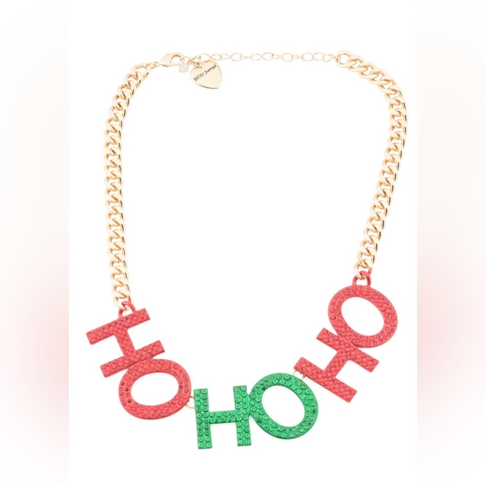 Betsey Johnson Christmas Necklace with Red and Green HOHO Letters
